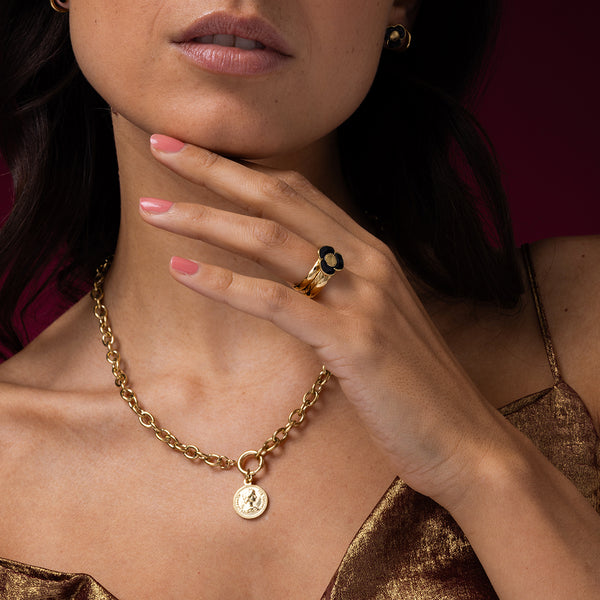 Luxe ringenset met zwarte bloem