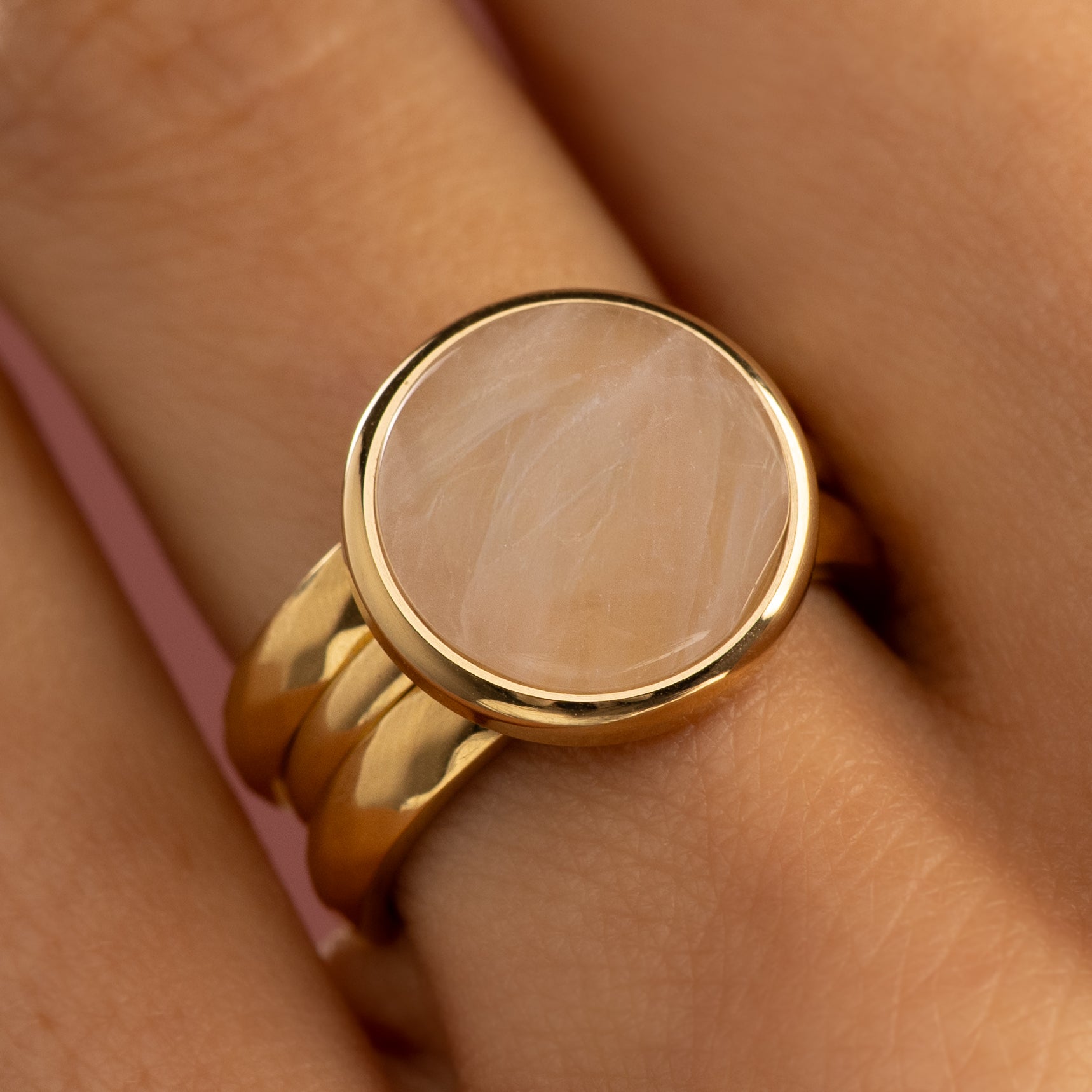 Gold ring set - Rose Quartz