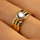 Gold ring - crystal glass stone - twisted edge