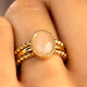 Ovaler Ring mit Edelstein • Rosenquarz
