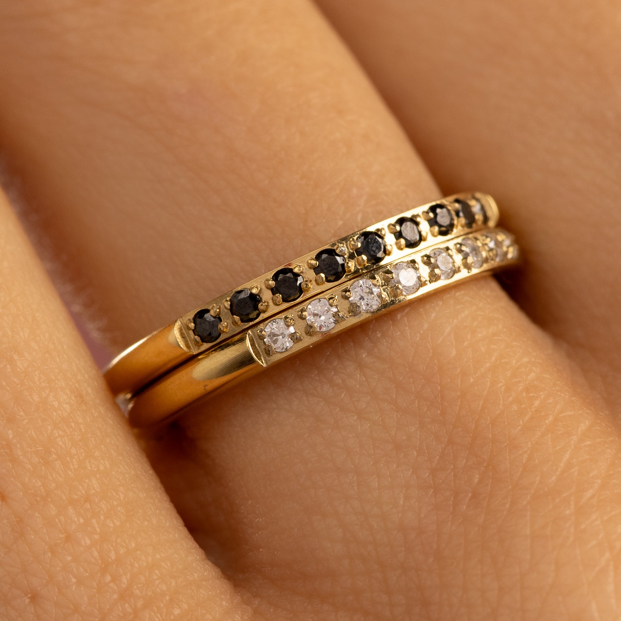 Ringset Zirkonia – Weiß und Schwarz