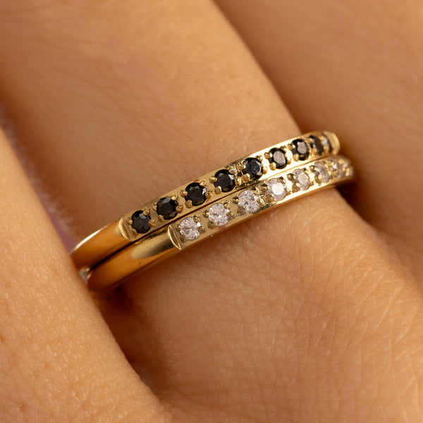 Ringset Zirkonia – Weiß und Schwarz