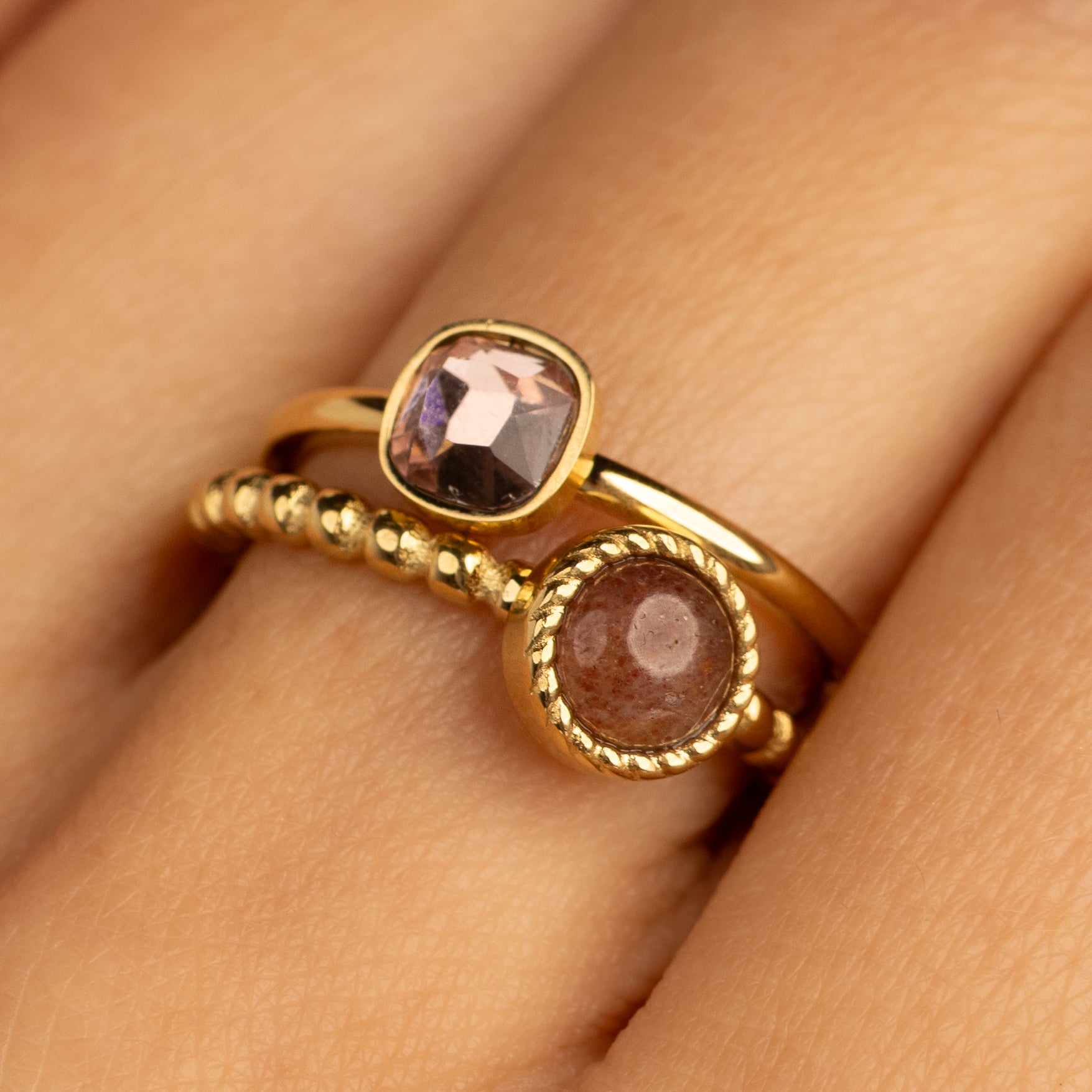 Ringen set met Berry Quartz