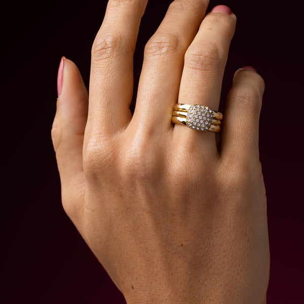 Goudenset ring met zirkonia steentjes - My Bendel