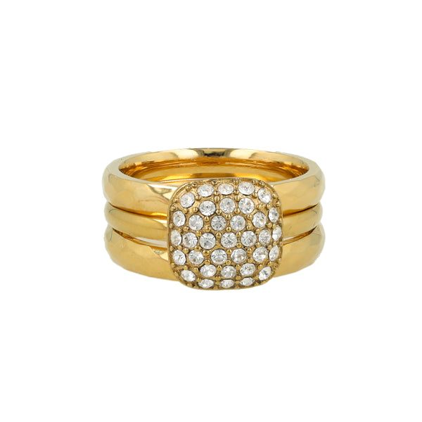 Goudenset ring met zirkonia steentjes - My Bendel