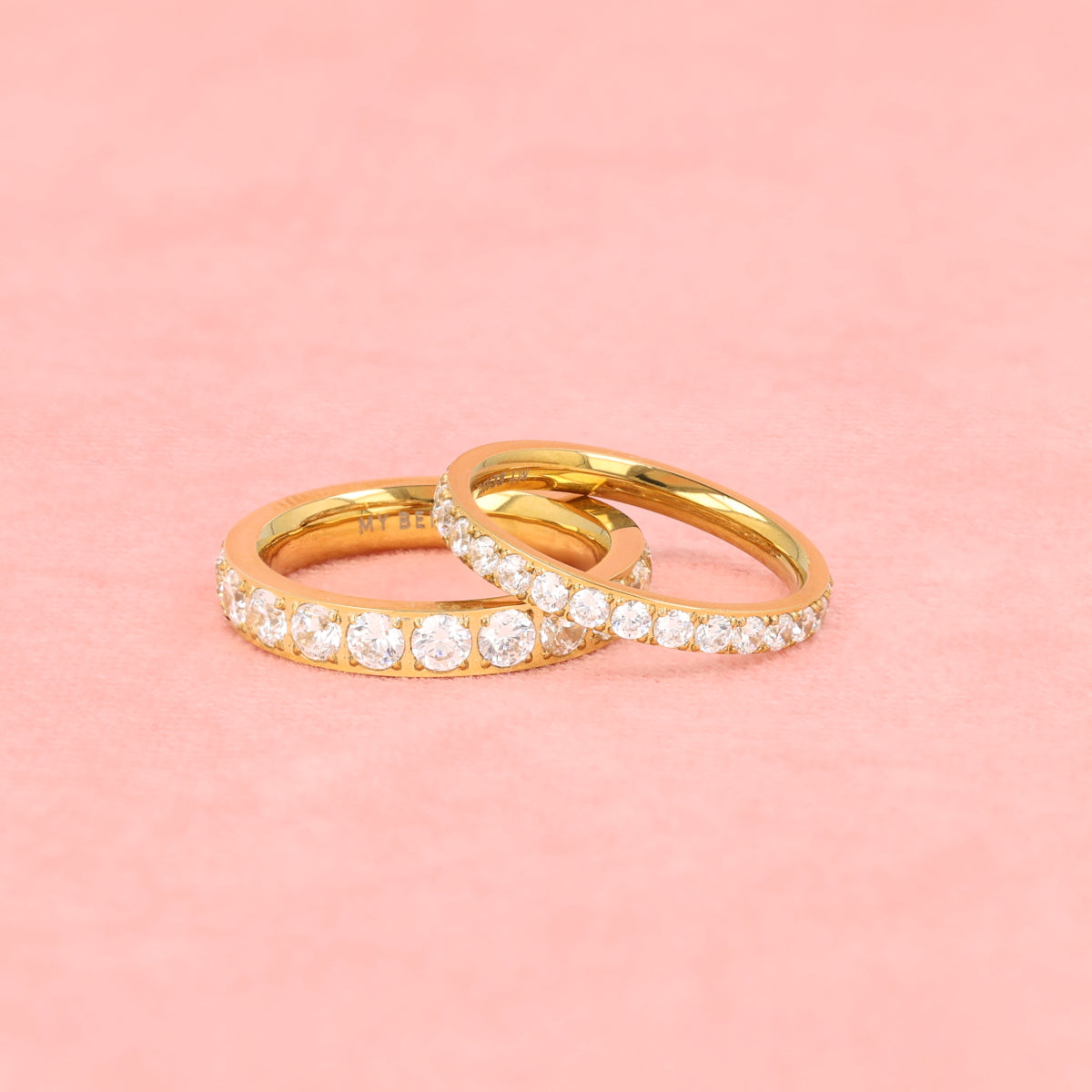 Ring met Zirkonia Steentjes • 3 mm • Goud