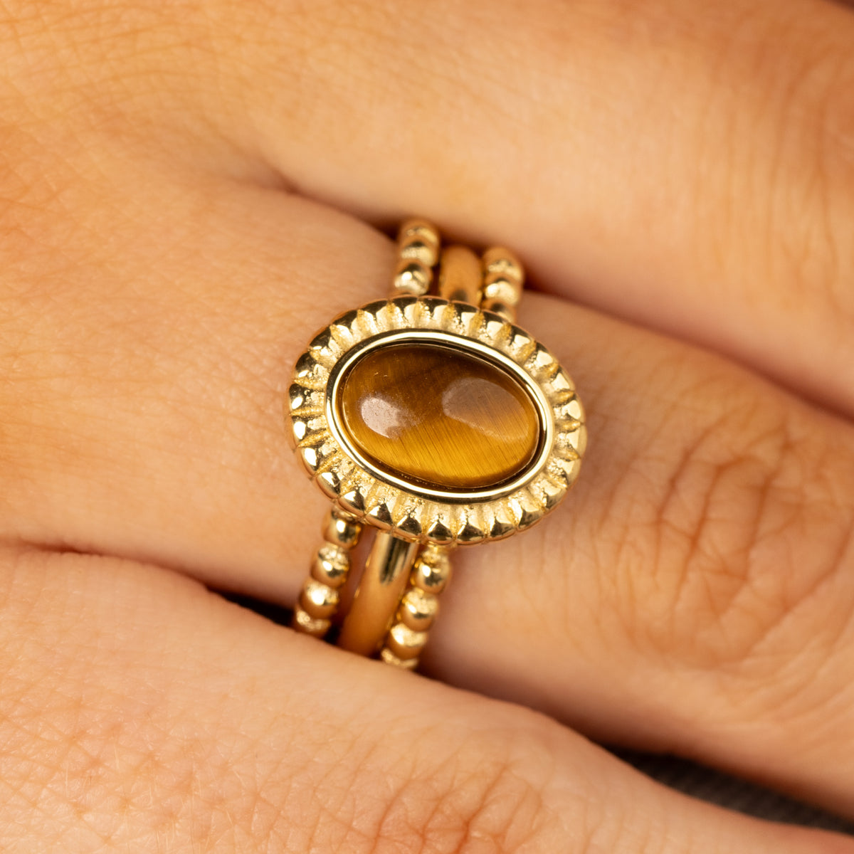 Tiger Eye Ring-Set