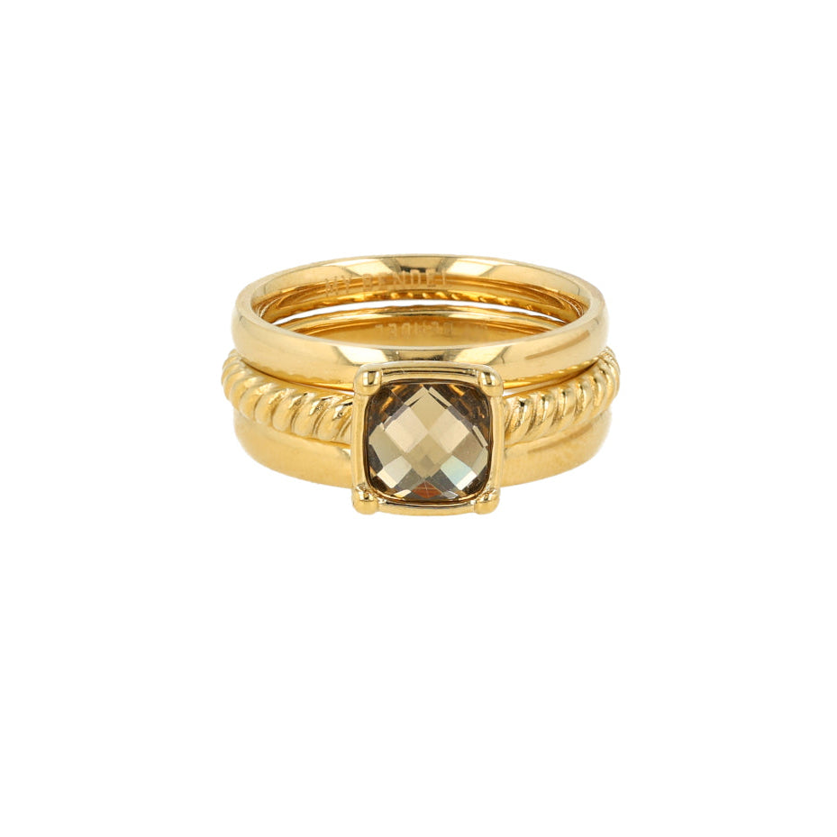 Ring Set with Glass Stone • Smoky Topaz