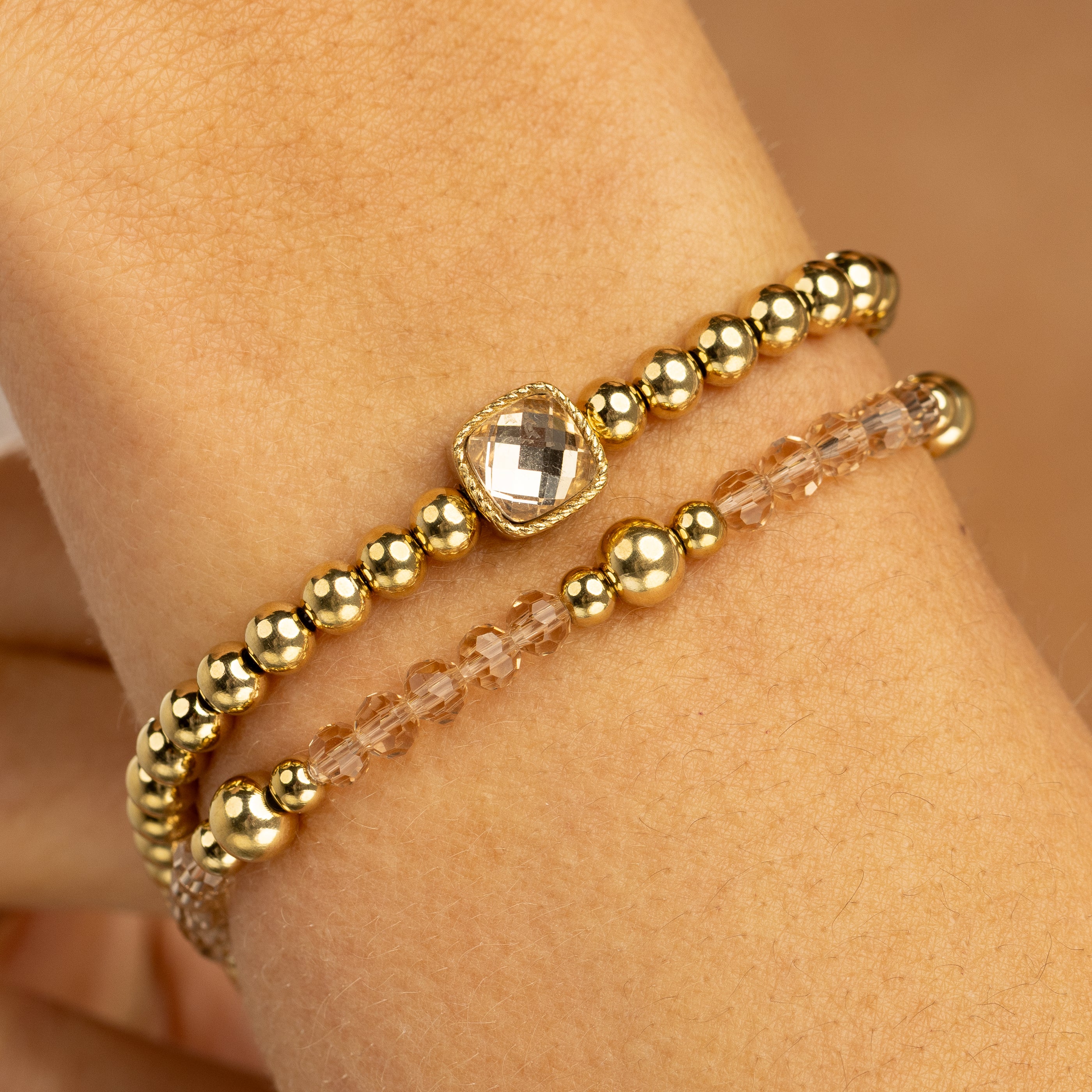 Armbandset mit rauchigem Topas-Glasstein