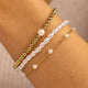 Bracelet set - gold with white pearls