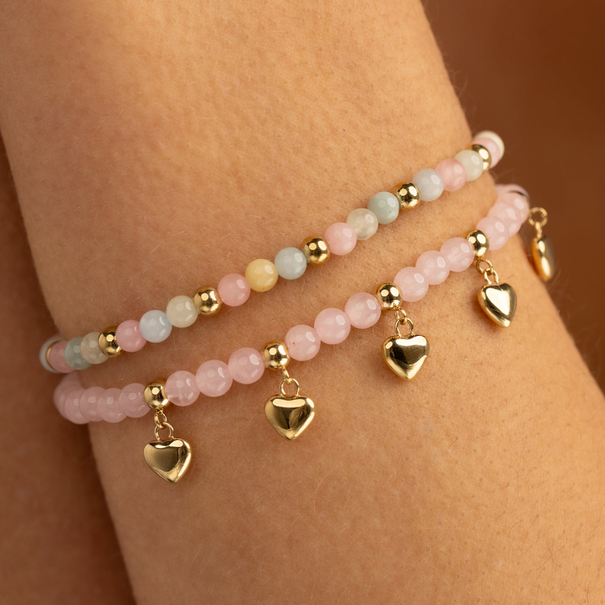 Armband-Set mit rosa Edelsteinen
