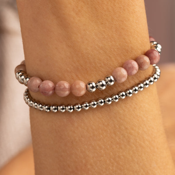 Rhodonite armbanden set zilver