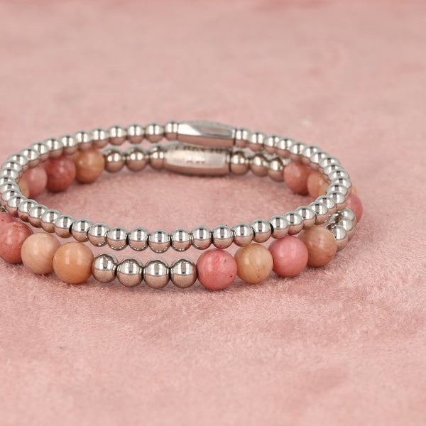 Rhodonite armbanden set zilver
