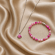 Sieradenset Rose Stripe Agate zilver