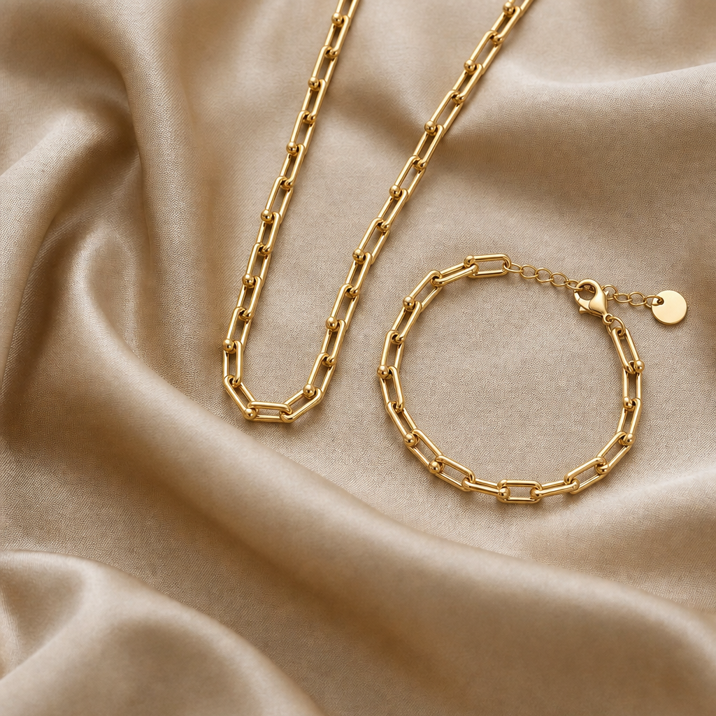 Sieradenset schakel armband en ketting