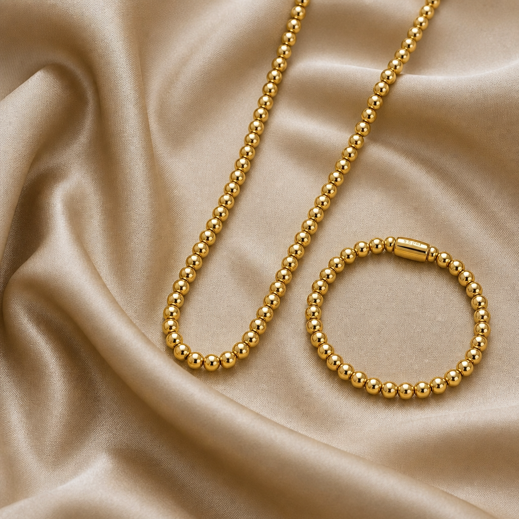 Schmuckset goldene Perlen