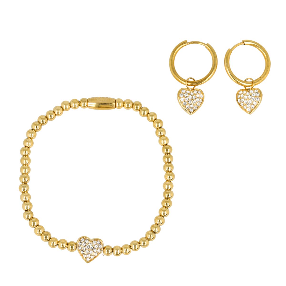 Sieraden set zirkonia hartjes