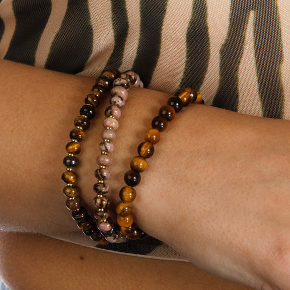 Goldener Rhodonit Armband - Elastisch & Stilvoll