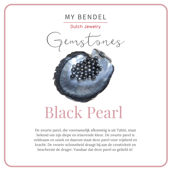Gouden bedelsarmband met Zwarte Parel - Mysterieus - My Bendel