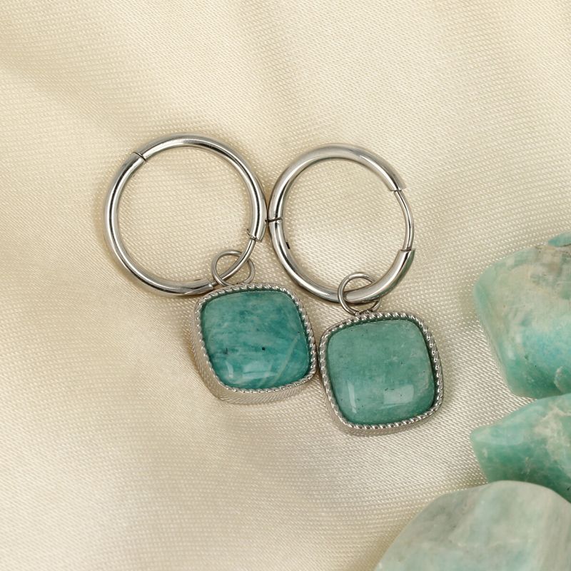 Zilveren Oorring met Betoverende Amazonite 38mm