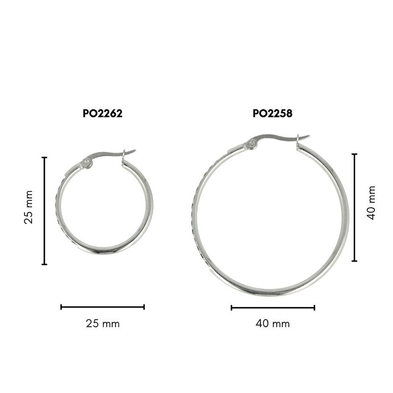 Silberne Ohrringe mit schwarzen Zirkonia - 40mm