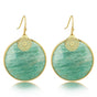 Amazonite oorbel met gouden bloem 40mm - Unieke Elegantie - My Bendel