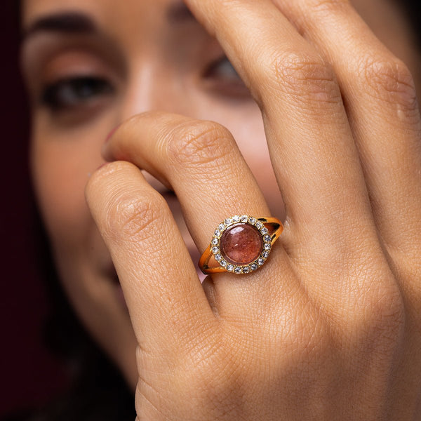 Berry Quartz Ring – Goudkleurig & Sprankelend - My Bendel