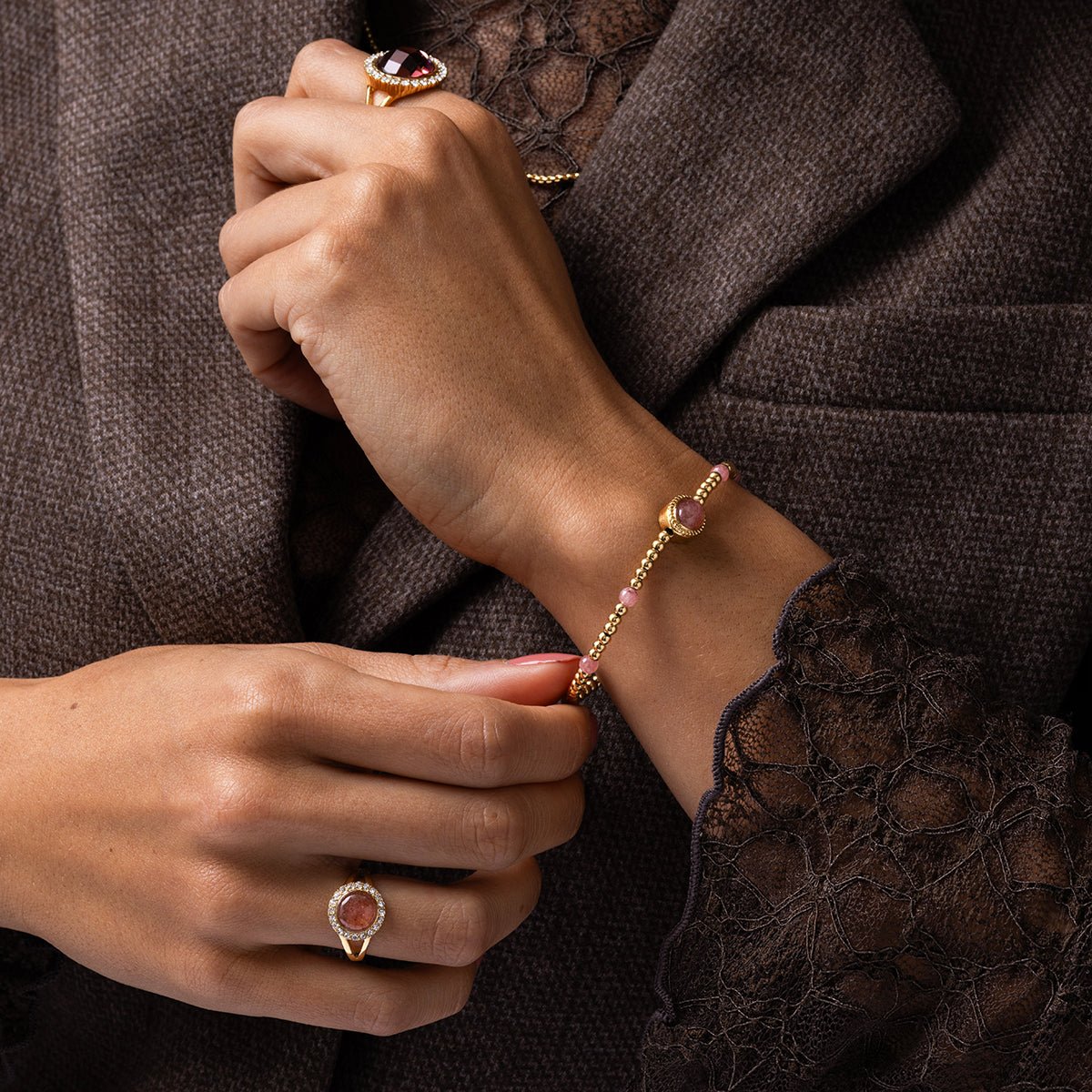 Berry Quartz Ring – Goudkleurig & Sprankelend - My Bendel