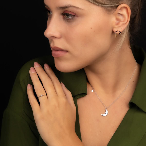 Betekenisring met kristalsteen - Stainless steel - minimalistisch - My Bendel