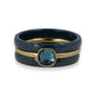 Blauw keramiek ringenset - gouden zirkonia - chique uitstraling - My Bendel