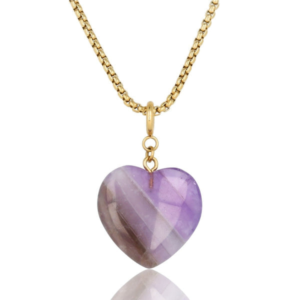 Box ketting 80cm met Amethyst Hart - My Bendel
