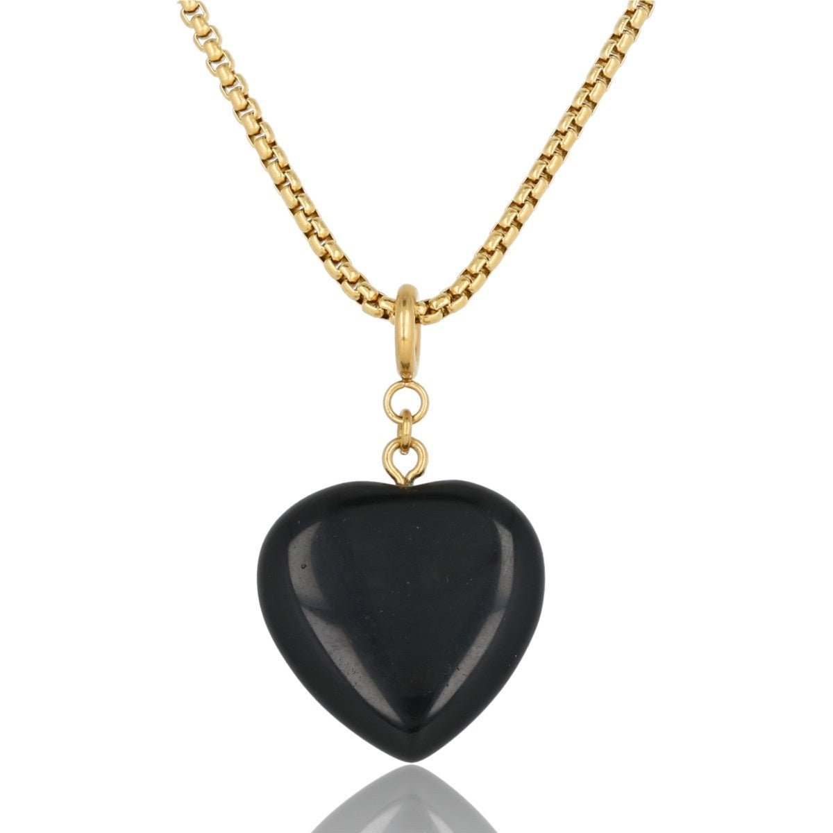 Box ketting 80cm met Onyx Hart - My Bendel