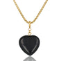 Box ketting 80cm met Onyx Hart - My Bendel