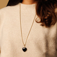 Box ketting 80cm met Onyx Hart - My Bendel