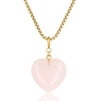 Box chain 80cm with Rose Quartz Heart