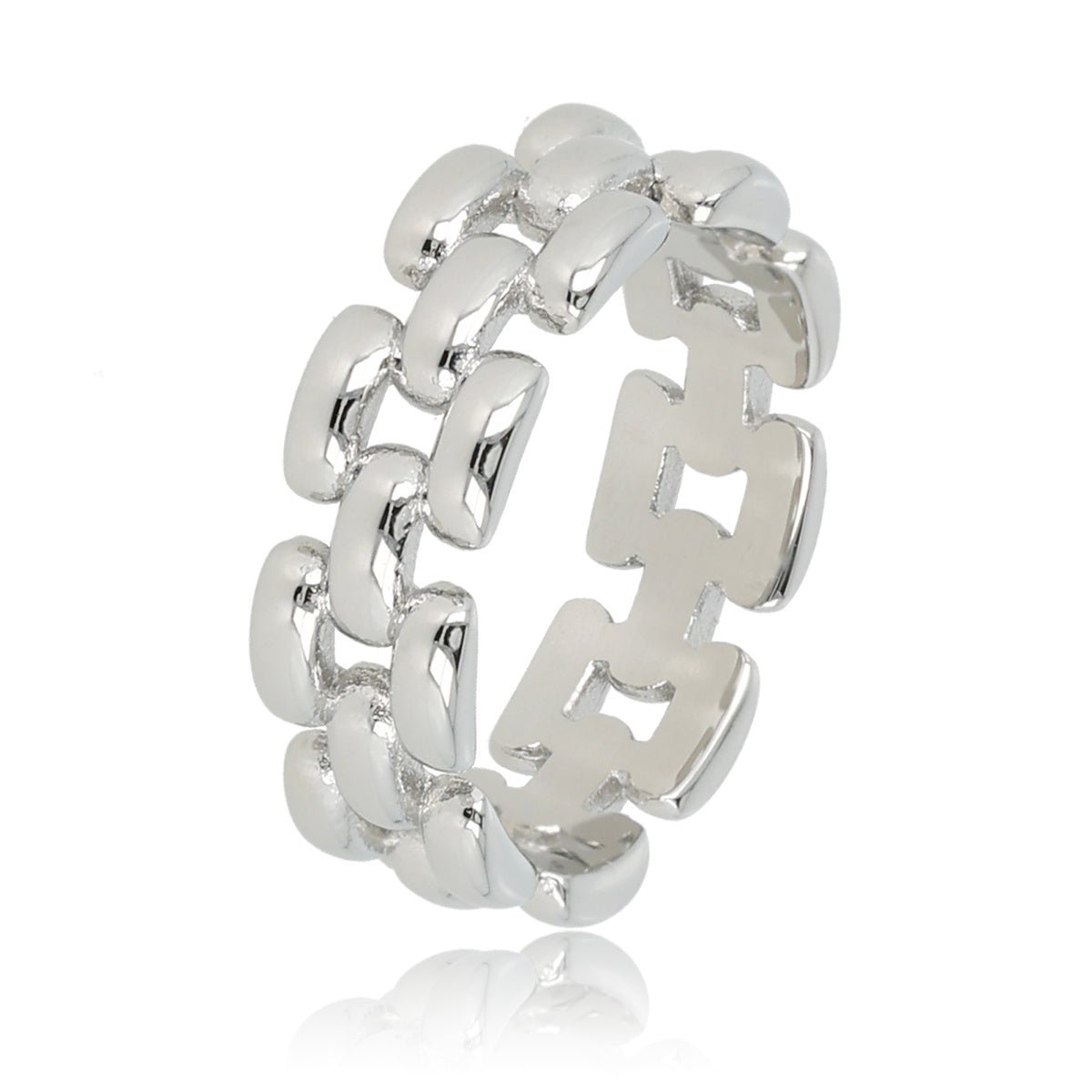 Brede gevlochten edelstalen damesring - Elegant zilver - My Bendel