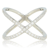 Breiter silberfarbener Ring - Zirkonia-Steine - Edelstahl