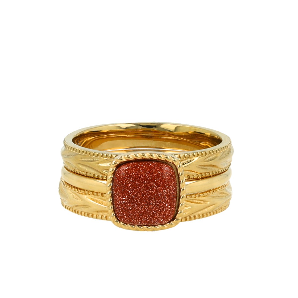 Chique gouden ringenset met Gold Sandstone edelsteen - My Bendel