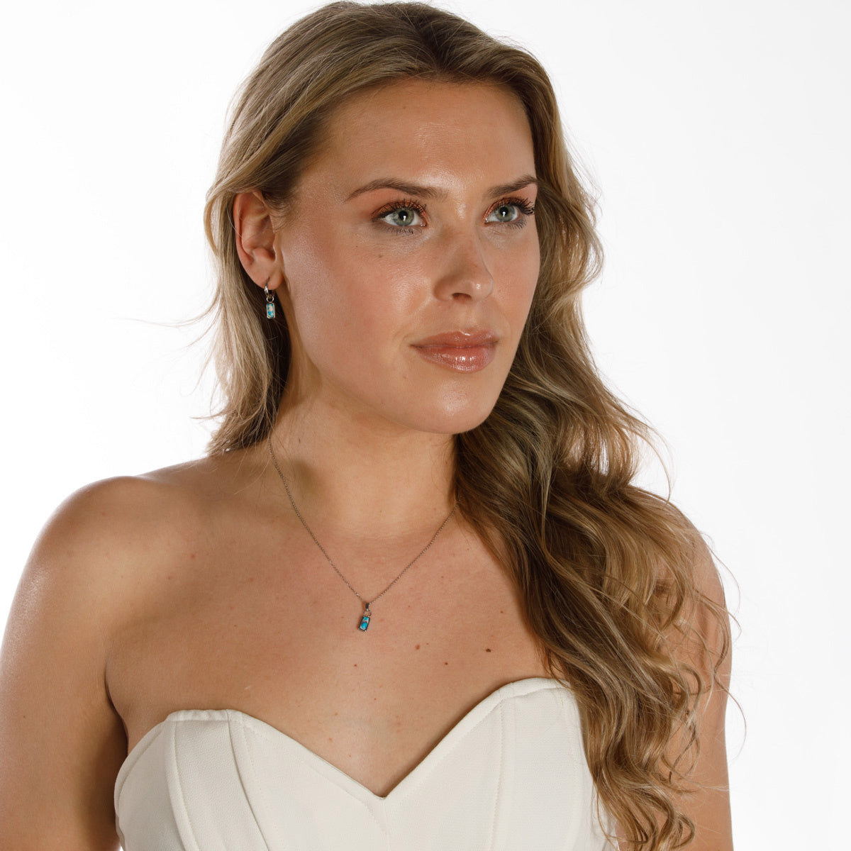 Silver Necklace with Blue Howlite Pendant - Elegant Design