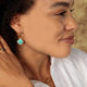 Gold-colored Hoop Earring with Amazonite Diamond Pendant