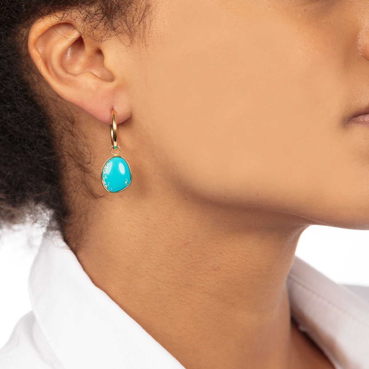 Golden Earrings with Round Imperial Jasper Pendant