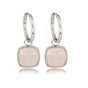 Zilveren Oorring met Grote Rose Quartz Edelsteen