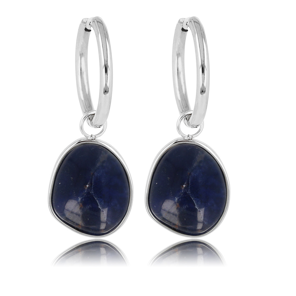 Zilveren Oorringen met Sodalite edelsteen