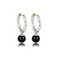 Onyx Elegance: Silver Earrings with Gemstone