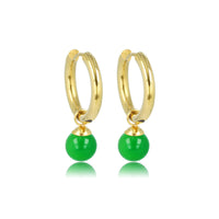Radiant Golden Earrings with Green Agate Touch