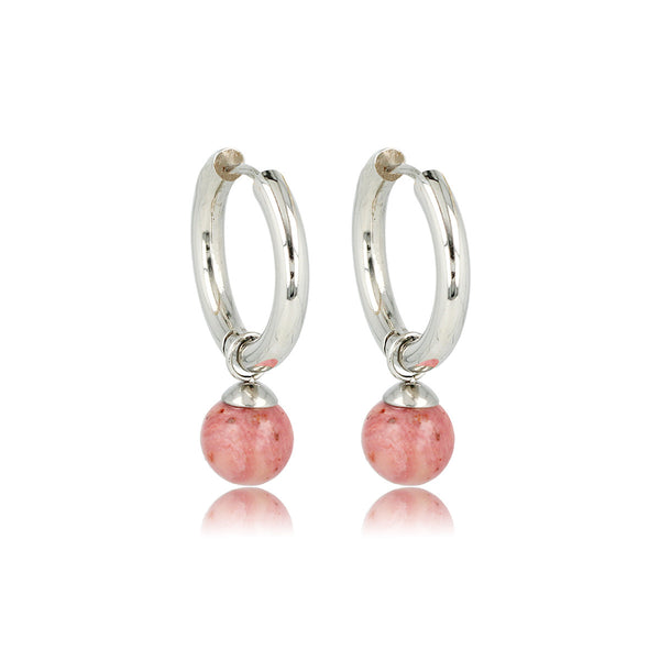 Rhodonite Zilveren Oorringen: Elegantie in Balans