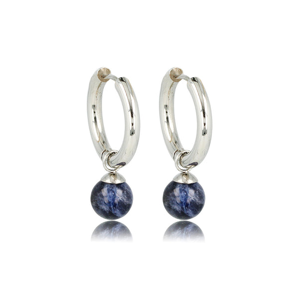 Sodalite Zilveren Oorringen: Elegantie in Blauw