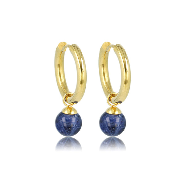 Sodalite Gouden Oorringen: Elegantie in Blauw