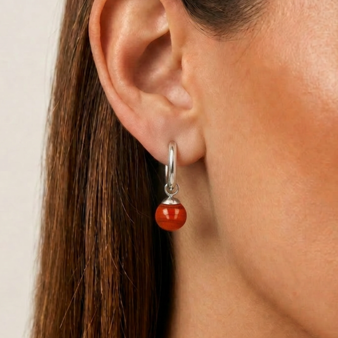 Red Aventurine Silver Earrings: Natural Elegance