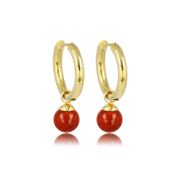 Stralende Gouden Oorringen met Rode Aventurine